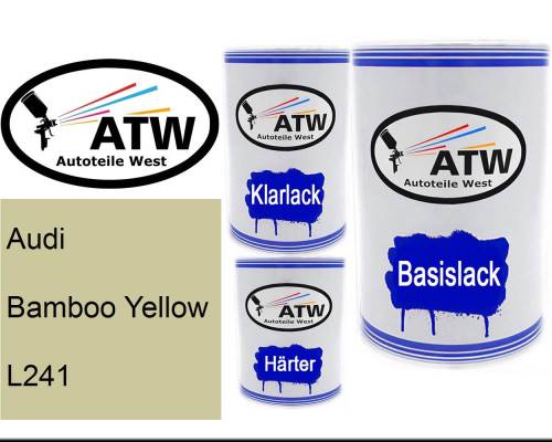 Audi, Bamboo Yellow, L241: 500ml Lackdose + 500ml Klarlack + 250ml Härter - Set, von ATW Autoteile West.